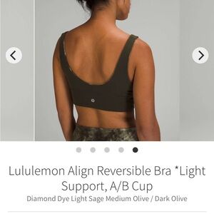 Lululemon Align Reversible Bra - Olive | Size 6